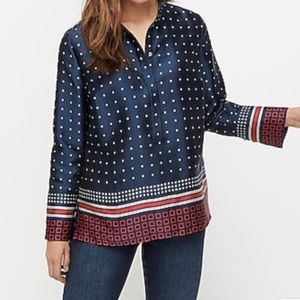 DRAPEY BUTTON-UP TUNIC IN RATTI® GEOMETRIC TWILL